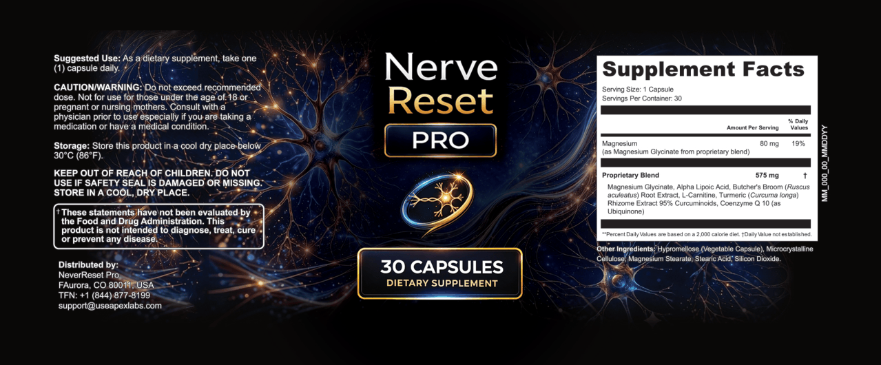 NerveReset Pro Supplement Facts Label